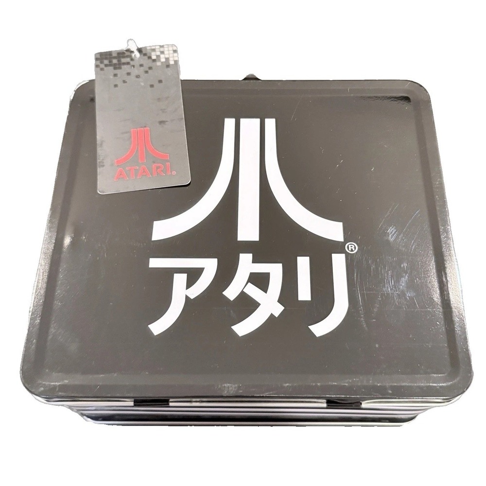 Atari Japanese Katakana Logo Metal Tin Lunch Box Thermos Bottle Set NWT Defect